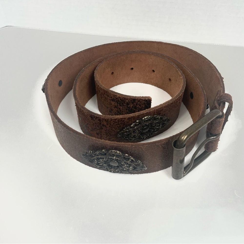 Brown Leather Women's Decorative Western Belt